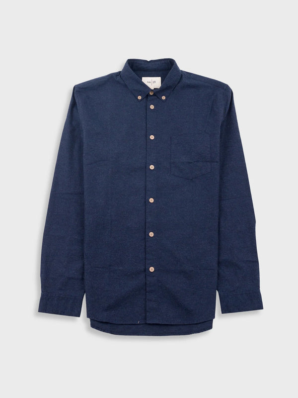 Folk Relaxed Fit Shirt in Navy Melange Flannel