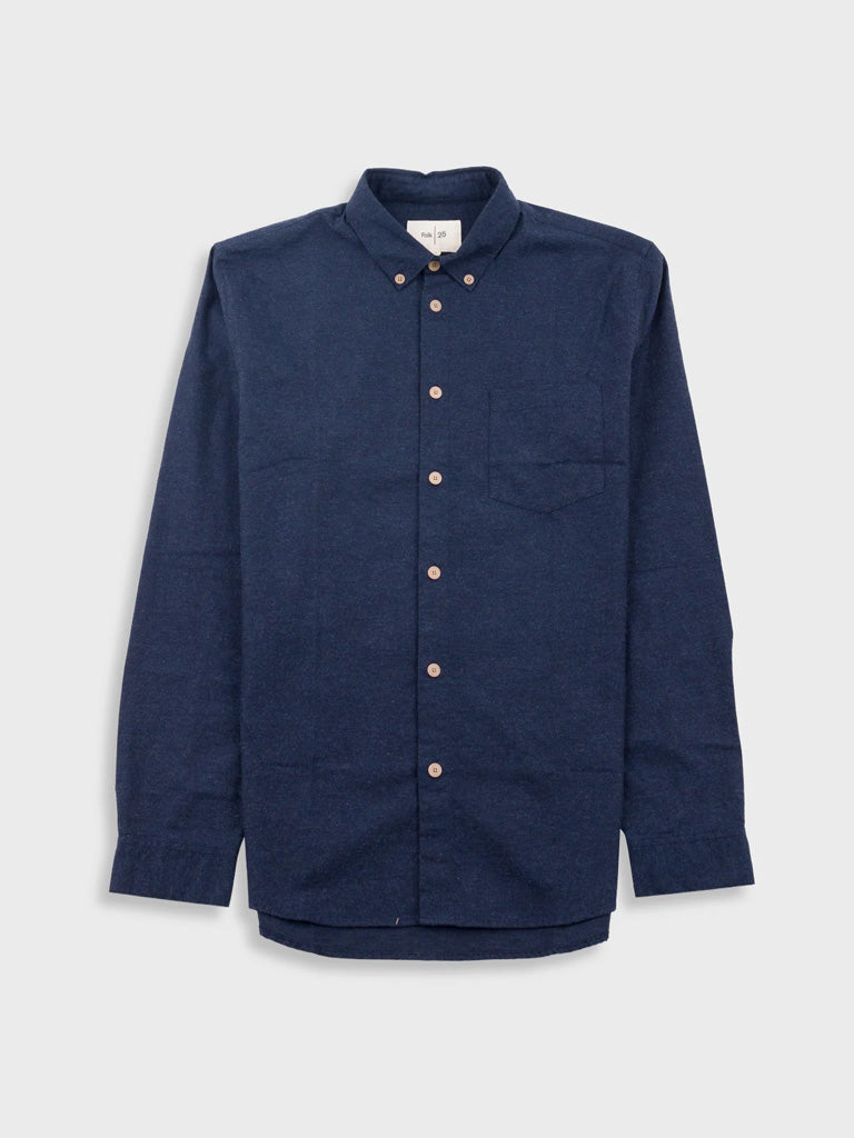 Folk Relaxed Fit Shirt in Navy Melange Flannel