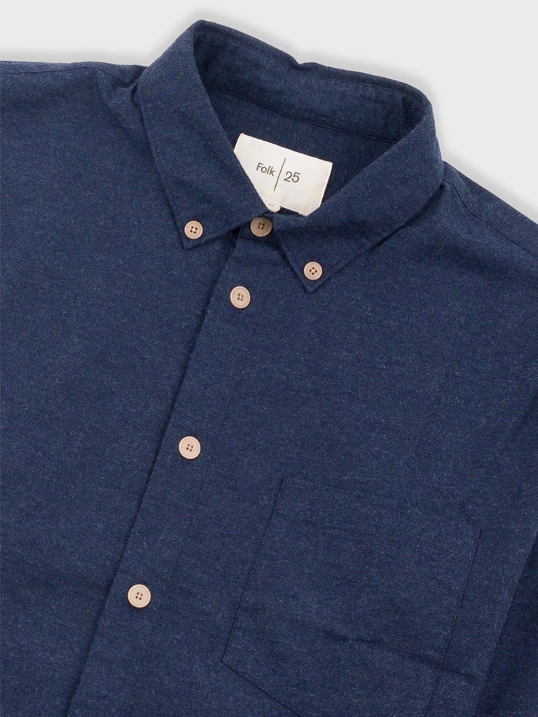 Folk Relaxed Fit Shirt in Navy Melange Flannel