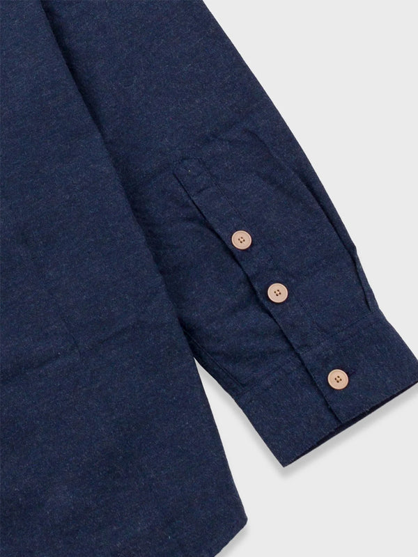 Folk Relaxed Fit Shirt in Navy Melange Flannel