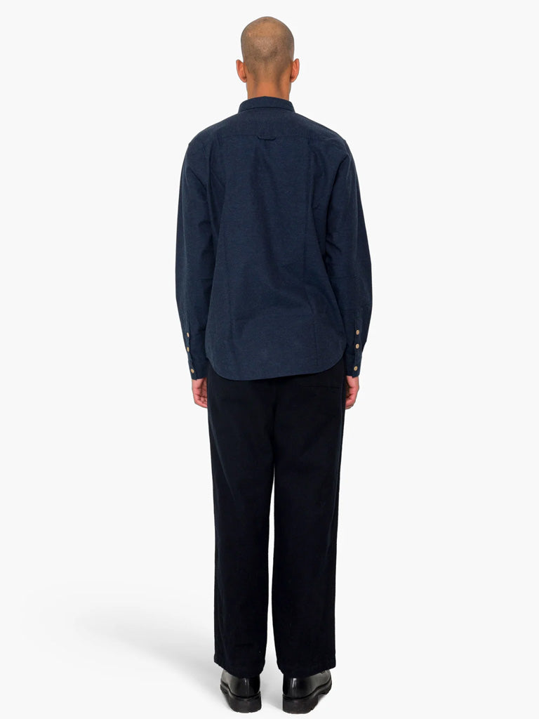Folk Relaxed Fit Shirt in Navy Melange Flannel