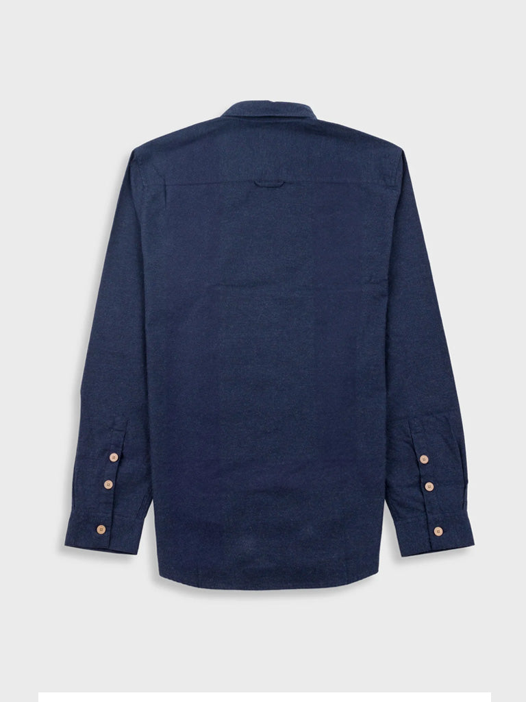 Folk Relaxed Fit Shirt in Navy Melange Flannel