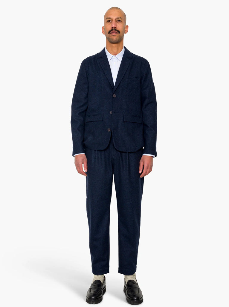 Folk Assembly Blazer in Navy Wool Melange
