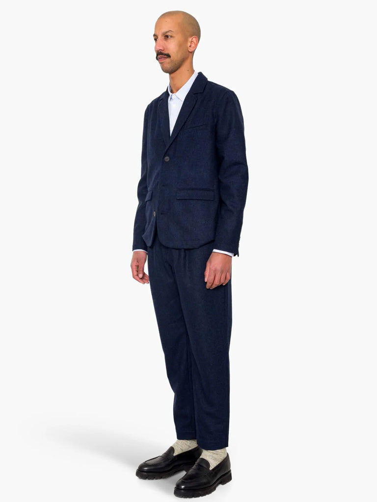Folk Assembly Blazer in Navy Wool Melange