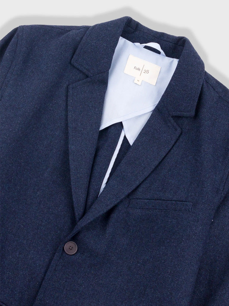 Folk Assembly Blazer in Navy Wool Melange