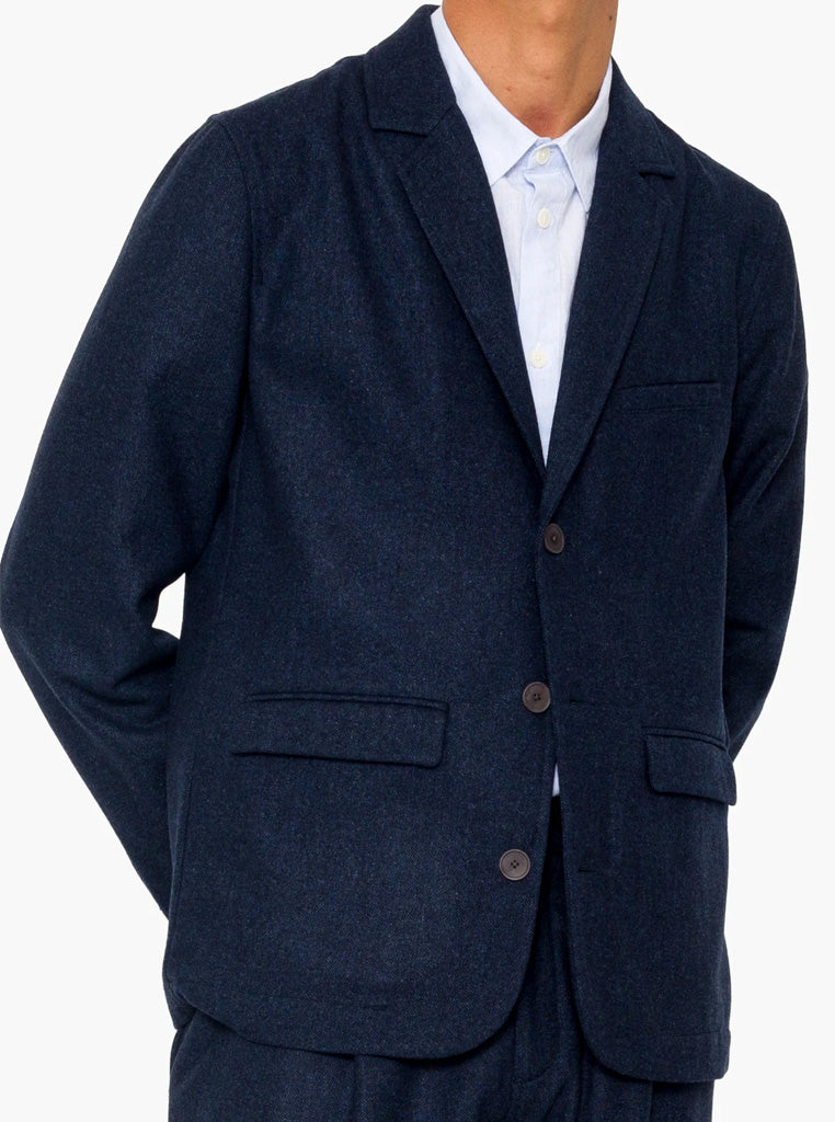 Folk Assembly Blazer in Navy Wool Melange