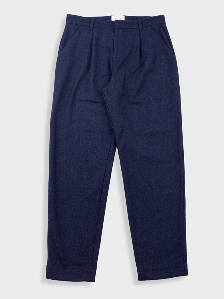 Folk Assembly Suit Trouser in Navy Wool Melange
