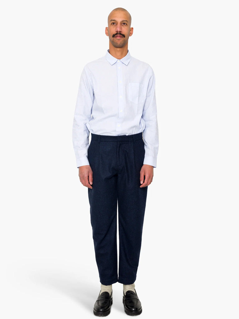 Folk Assembly Suit Trouser in Navy Wool Melange