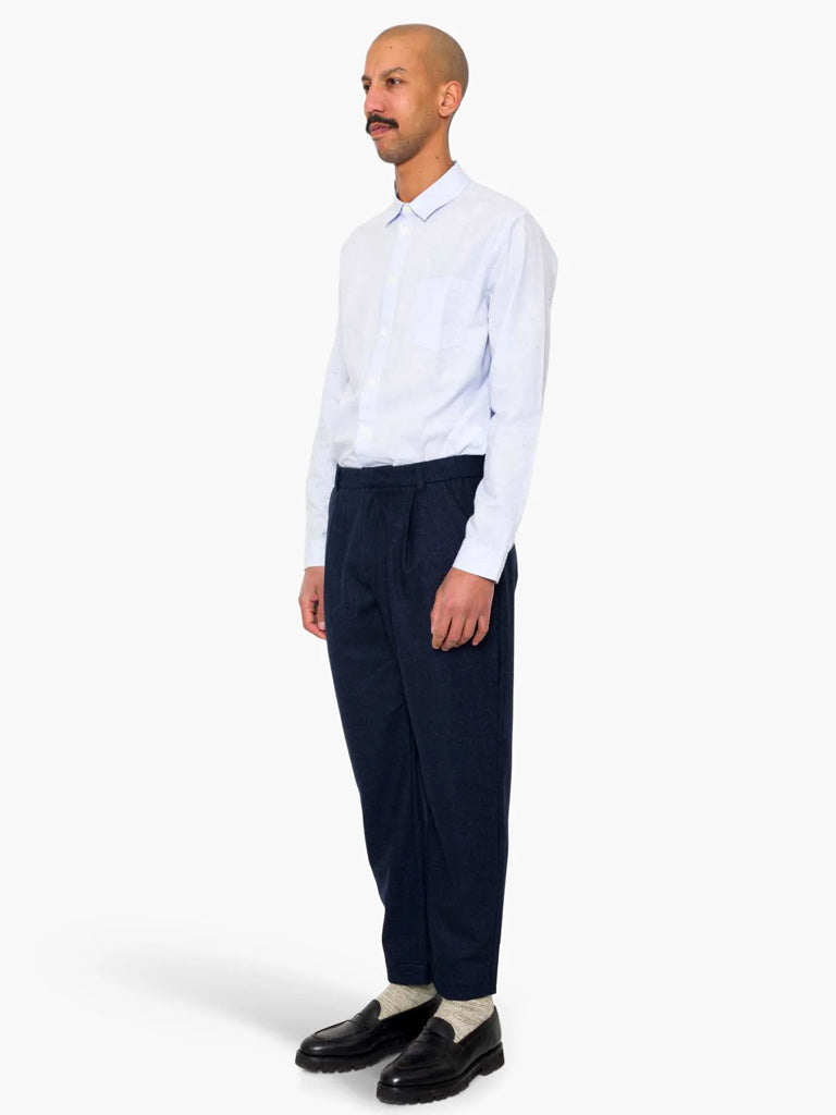 Folk Assembly Suit Trouser in Navy Wool Melange