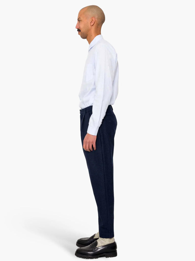 Folk Assembly Suit Trouser in Navy Wool Melange