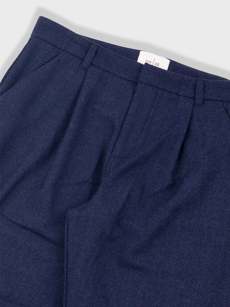 Folk Assembly Suit Trouser in Navy Wool Melange