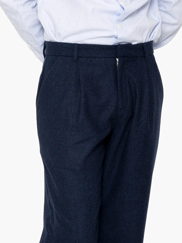 Folk Assembly Suit Trouser in Navy Wool Melange