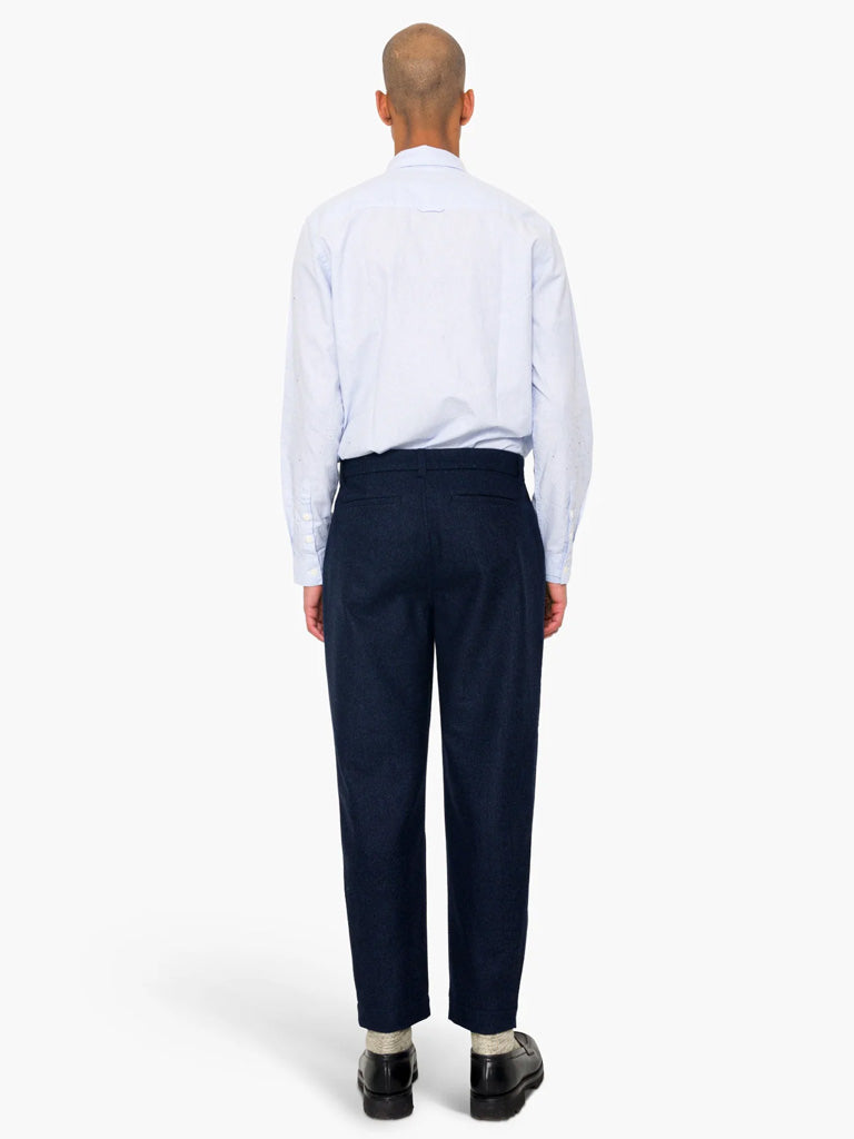 Folk Assembly Suit Trouser in Navy Wool Melange