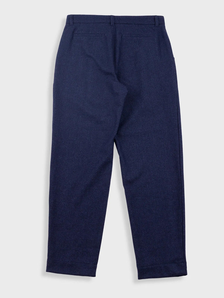 Folk Assembly Suit Trouser in Navy Wool Melange