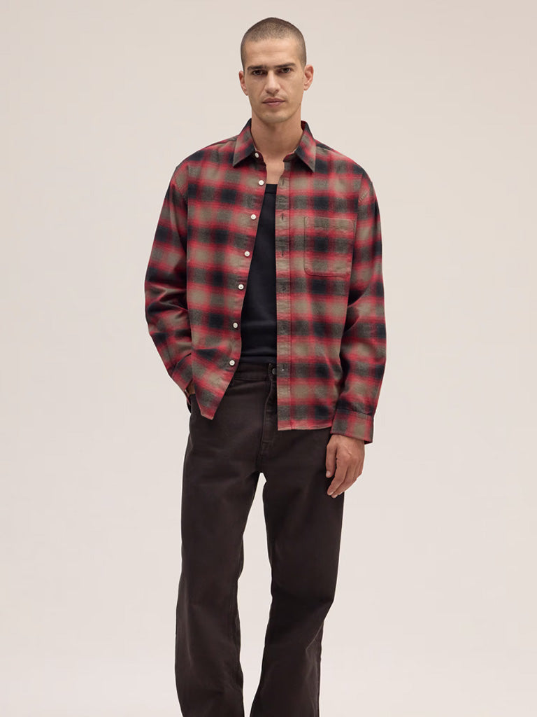 NN07 Deon Flannel Shirt in Red Check
