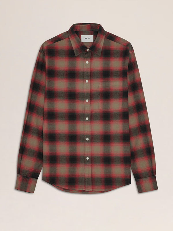 NN07 Deon Flannel Shirt in Red Check