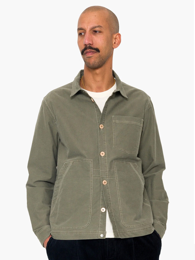 Folk Assembly Utility Jacket in Olive Brushed