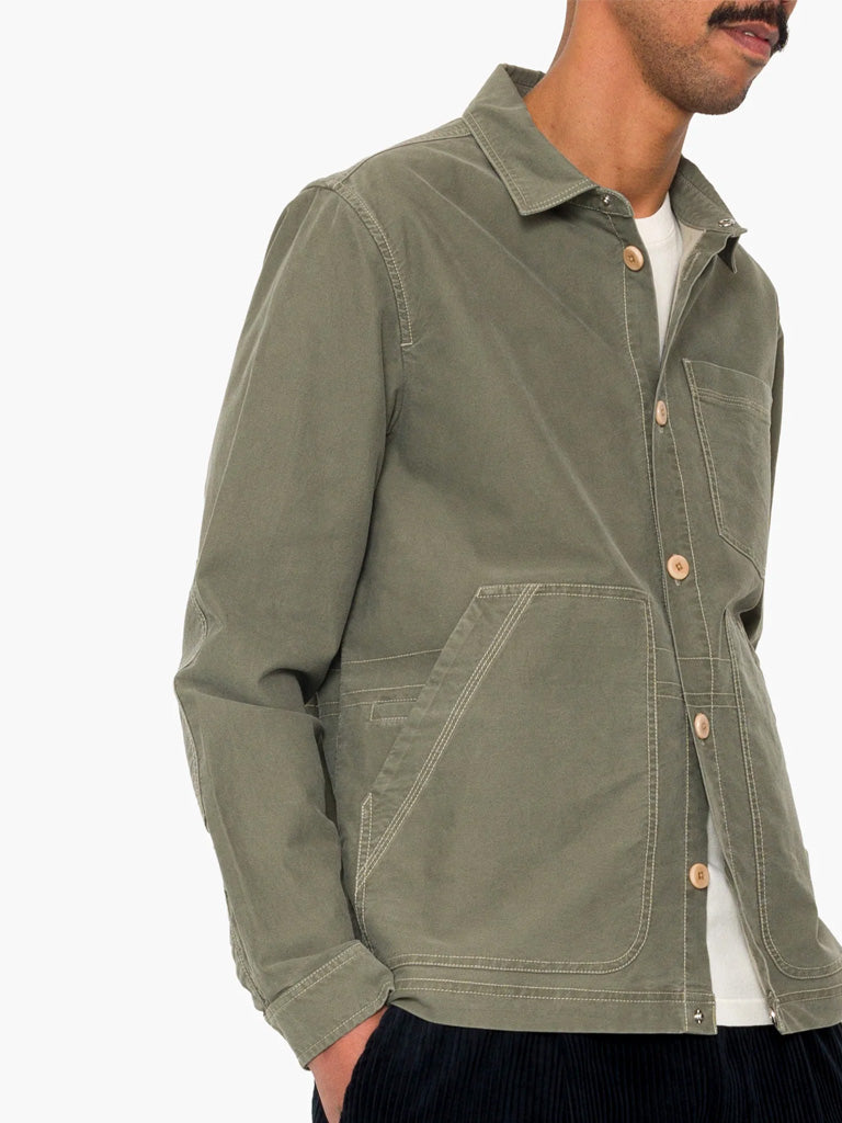 Folk Assembly Utility Jacket in Olive Brushed