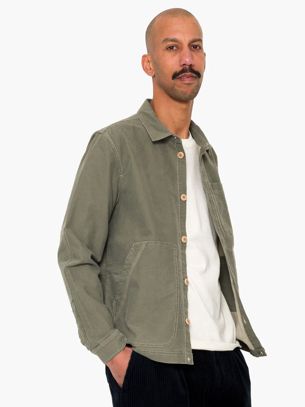 Folk Assembly Utility Jacket in Olive Brushed