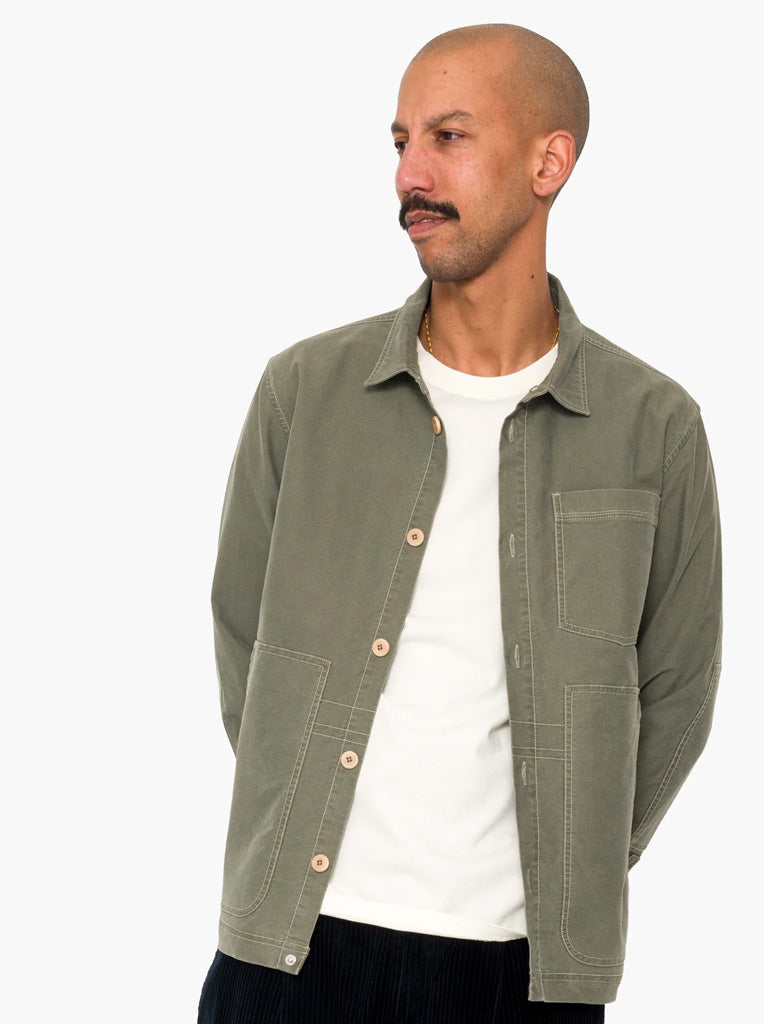 Folk Assembly Utility Jacket in Olive Brushed