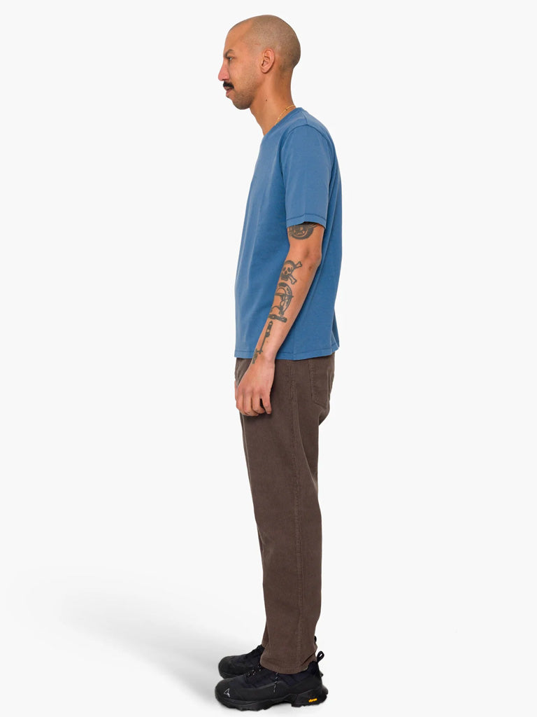 Folk Contrast Sleeve T-Shirt in Soft Blue