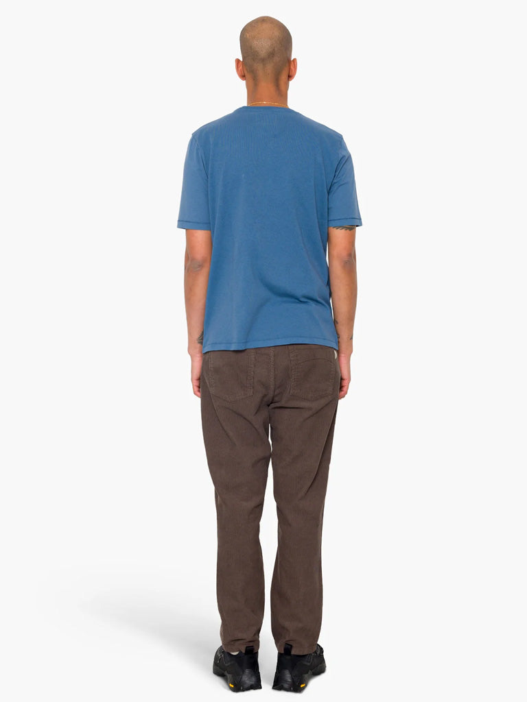 Folk Contrast Sleeve T-Shirt in Soft Blue