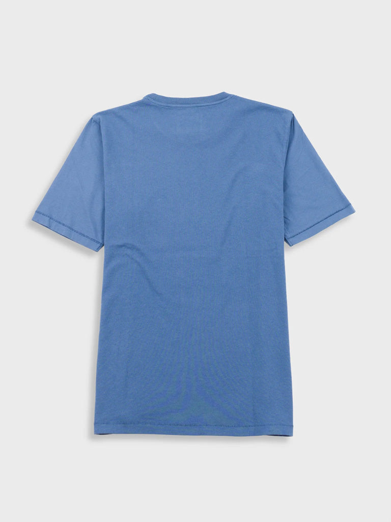 Folk Contrast Sleeve T-Shirt in Soft Blue