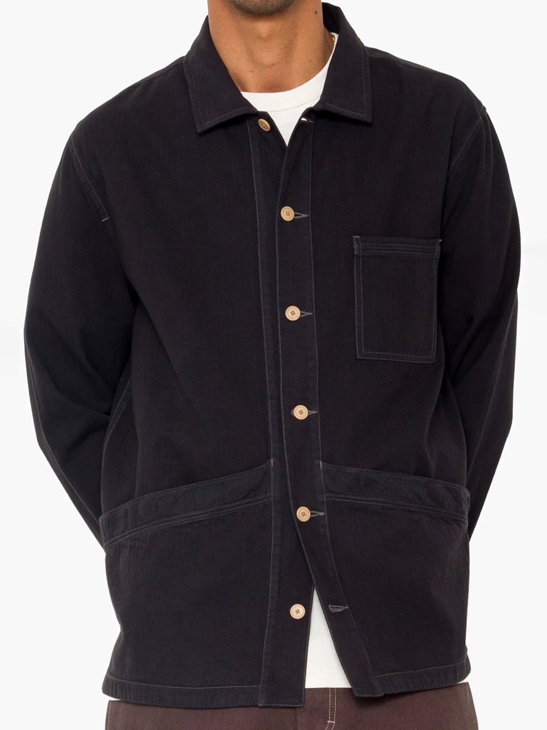 Folk Meyer Shirt Jacket in Black Herringbone