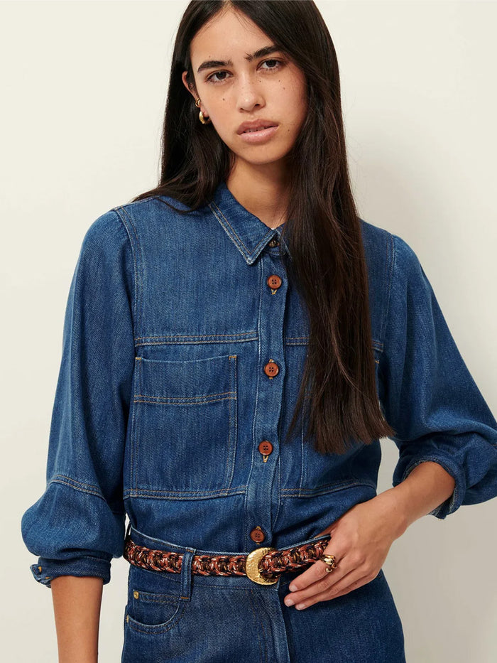 Sessun Leone Overshirt in Denim Blue – Maze