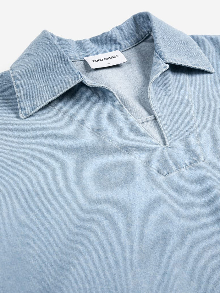 Bobo Choses Relaxed Polo Shirt in Denim – Maze