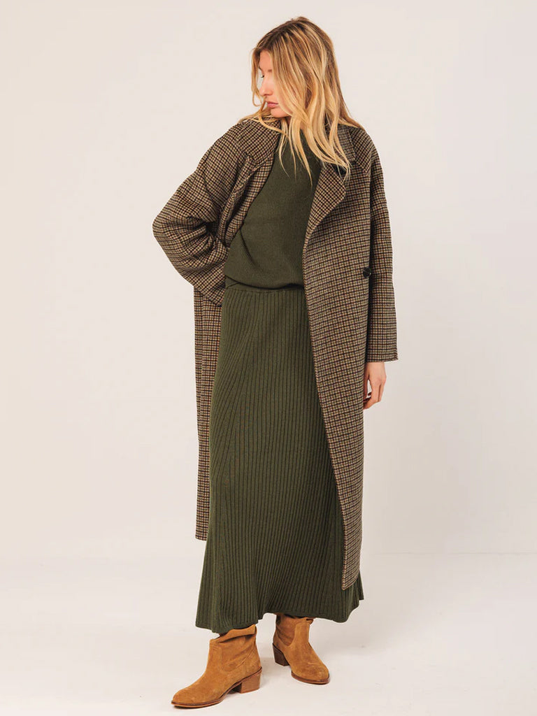 Indi & Cold Wool Coat in Olive Check