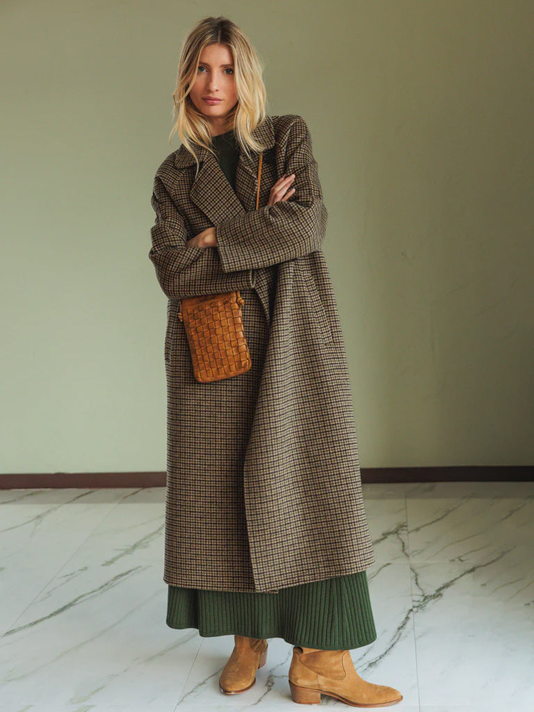 Indi & Cold Wool Coat in Olive Check