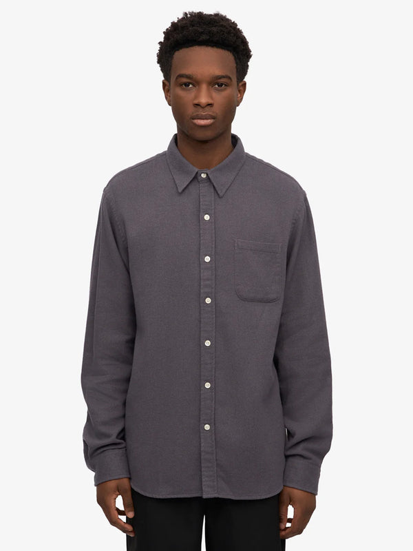 Colorful Standard Flannel Shirt in Lava Grey