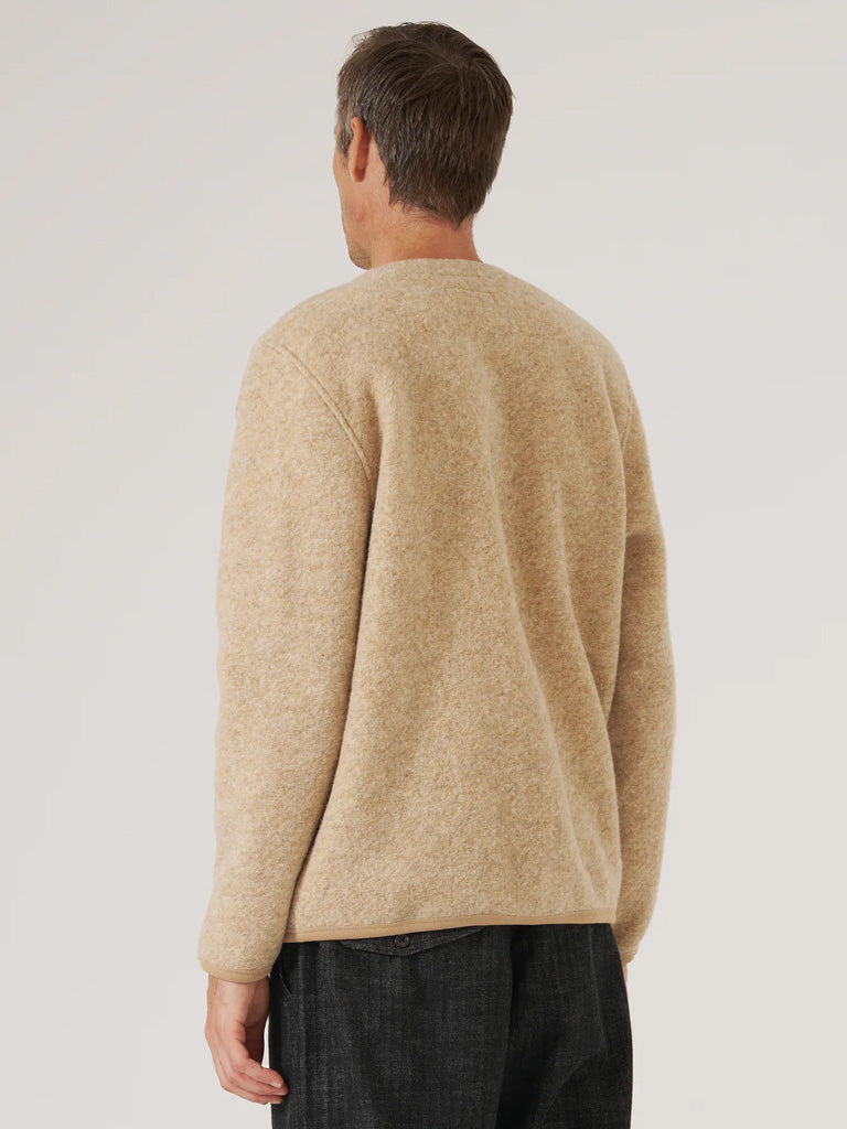 Universal Works Fleece Cardigan in Fawn