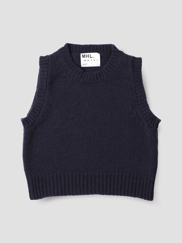 MHL Chunky Crew Neck Slipover in Rich Navy