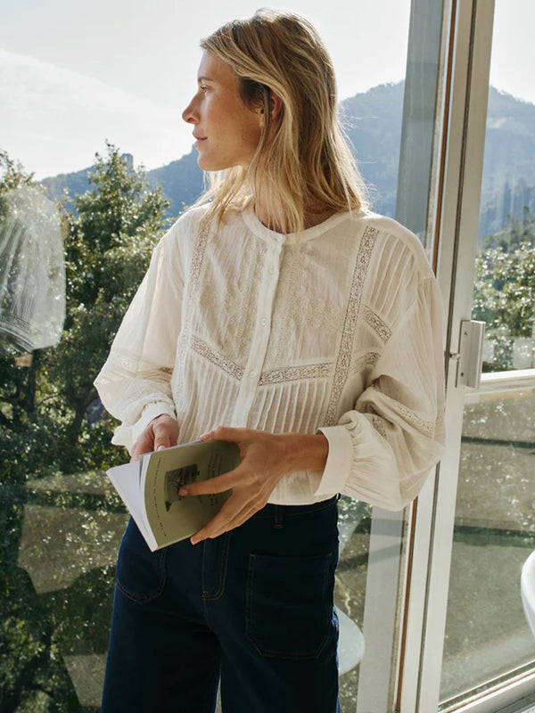 Indi & Cold Embroidered Blouse in White