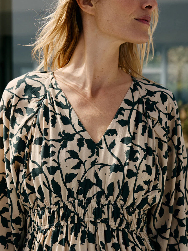 Indi & Cold Midi Dress in Beige Petrol