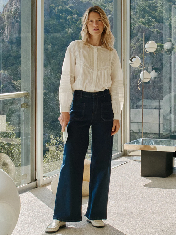 Indi & Cold Wide Leg Jeans in Navy