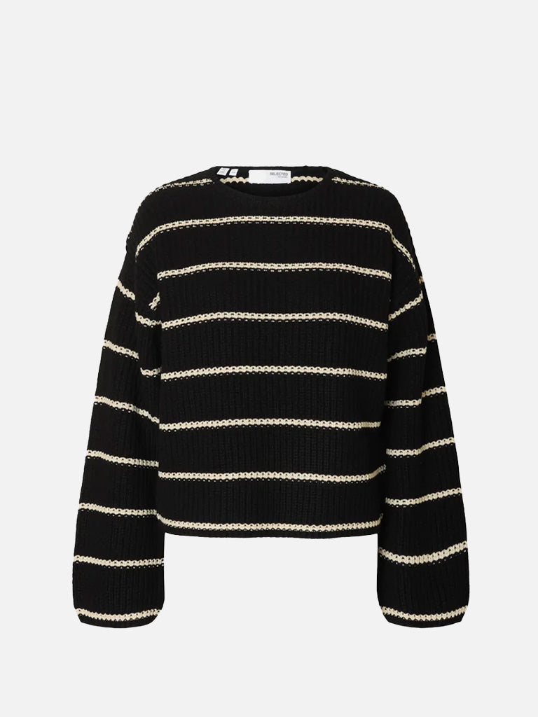 Selected Selma Sweater in Birch Black