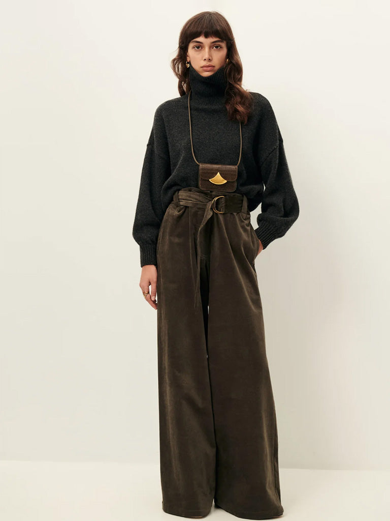 Sessun Darm Velvet Trousers in Lichen