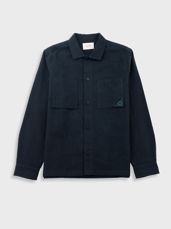 Folk Anniversary Patch Overshirt in Deep Green Moleskin