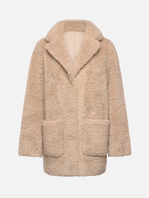 Minus Reversible Teddy Jacket in Sand Grey