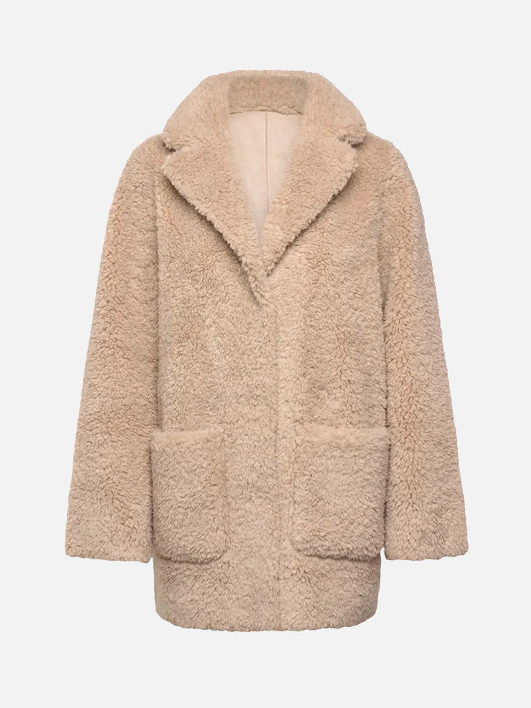 Minus Reversible Teddy Jacket in Sand Grey