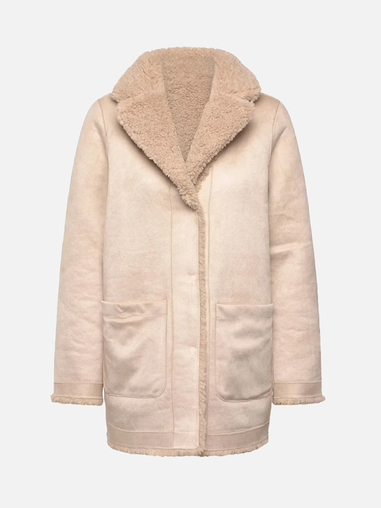 Minus Reversible Teddy Jacket in Sand Grey