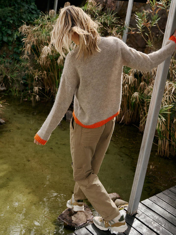 Indi & Cold Bicolour Sweater in Beige Orange