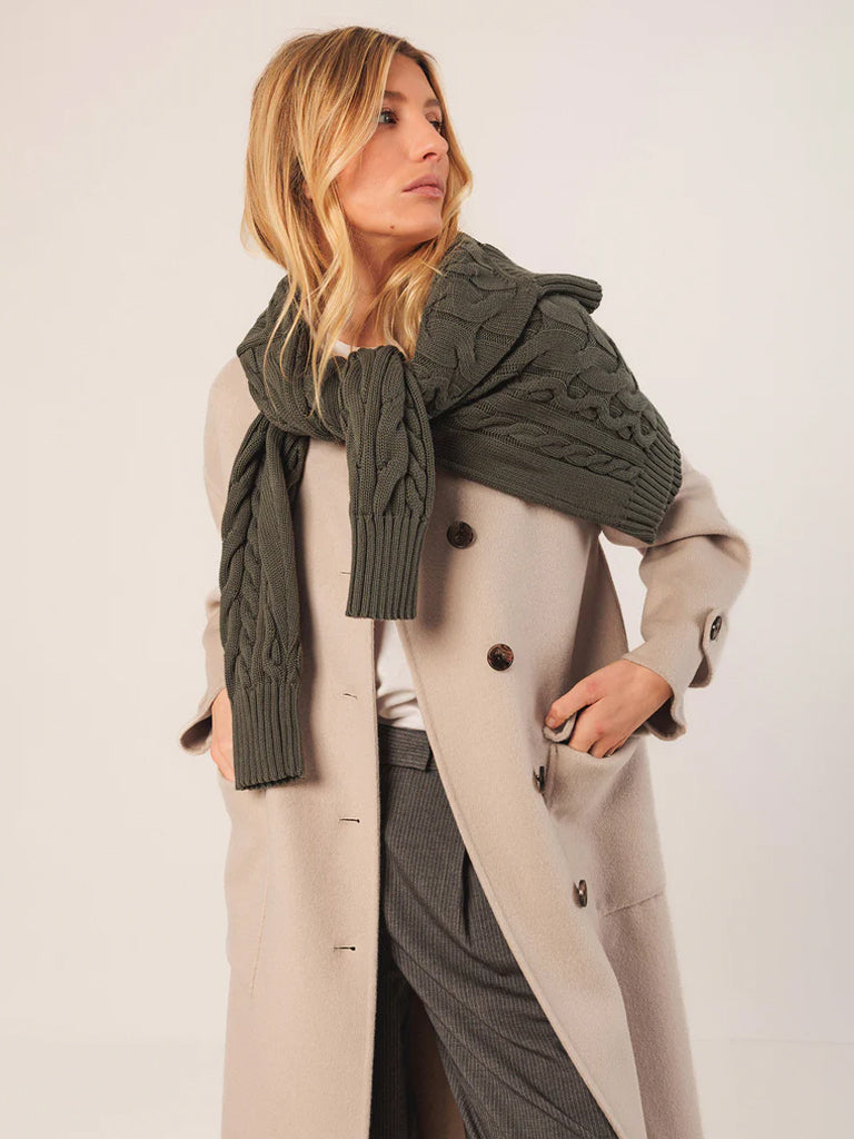 Indi & Cold Maxi Wool Coat in Stone