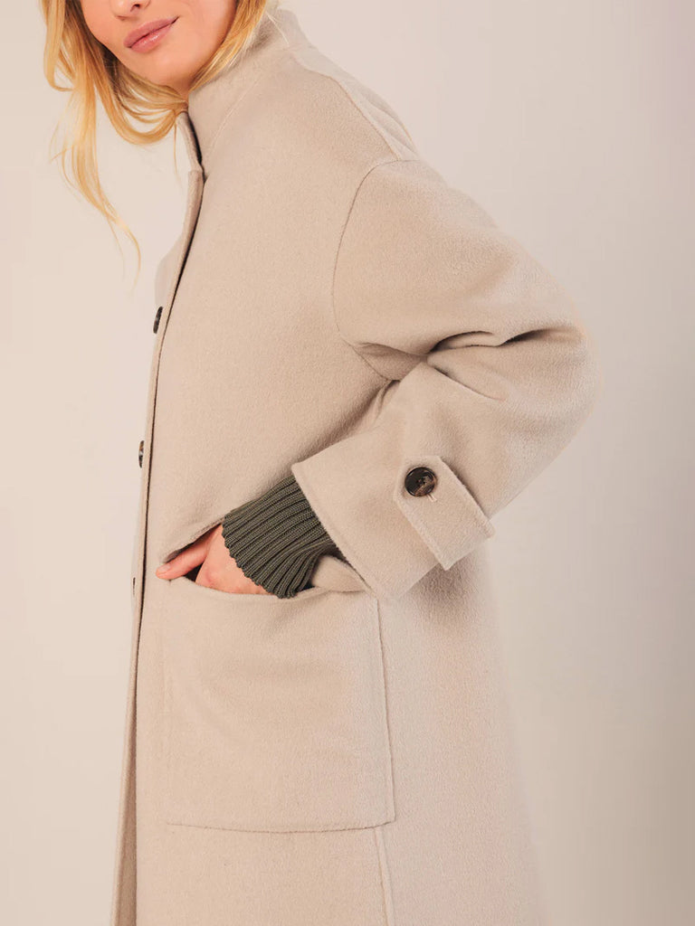 Indi & Cold Maxi Wool Coat in Stone