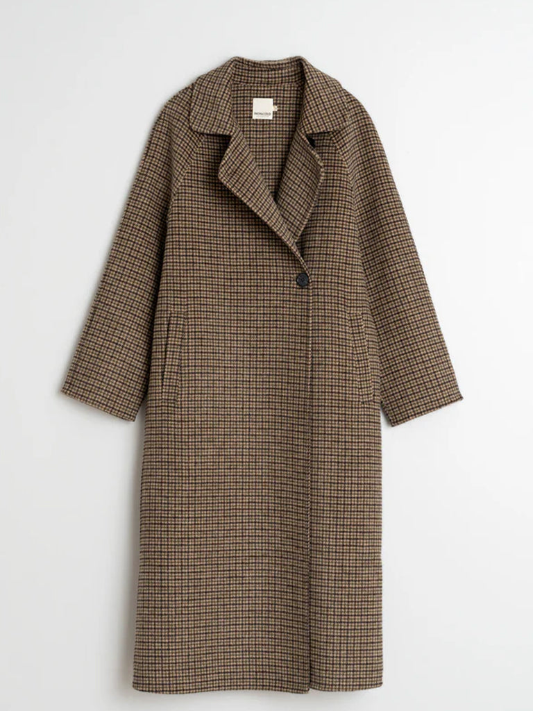 Indi & Cold Wool Coat in Olive Check