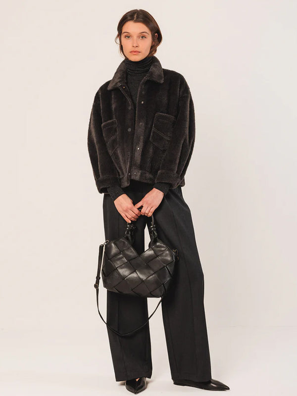 Indi & Cold Faux Fur Jacket in Anthracite