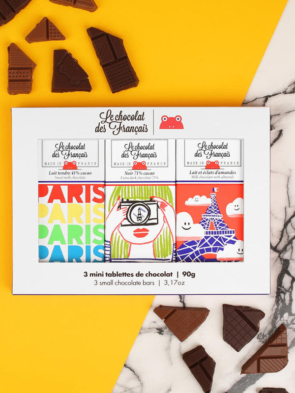Le Chocolat des Francais Box of 3 Mini Chocolate Bars